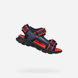 Sandały Geox J Sandal Airadyum B. Czerwone buty trekkingowe Geox, z syntetyku, bez zapięcia. Za 234,99 zł.