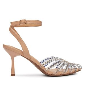 Sandały JENNY. Brązowe sandały Jenny, bez wzorów, bez obcasa, na szpilce, bez zapięcia. Za 139,99 zł.