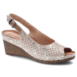Różowe Sandały Pollonus Wygodne Buty Damskie Na Lato. Czerwone sandały Pollonus, w ażurowe wzory, ze skóry, bez obcasa, na koturnie, bez zapięcia. Za 149,00 zł.