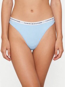 Tommy Hilfiger Stringi UW0UW05875 Niebieski jasny. Niebieskie stringi TOMMY HILFIGER, bez wzorów, z bawełny. Za 69,99 zł.