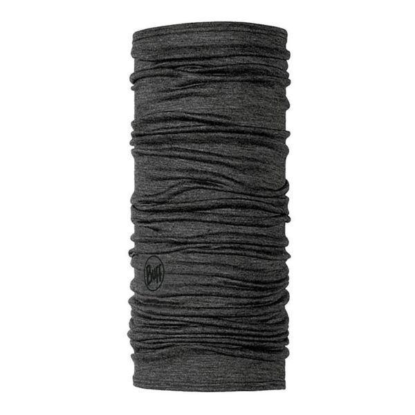 Chusta wielofunkcyjna z wełny merynosów Buff Merino Lightweight. Szare apaszki i chusty Buff, bez wzorów, z wełny, sportowe. Za 118,00 zł.