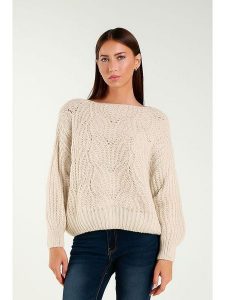 Tamba Sweter w kolorze beżowym rozmiar: 40/42. Brązowe swetry oversize Tamba, bez wzorów, z wełny, bez ramiączek. Za 109,26 zł.