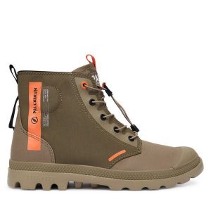 Trapery Palladium. Zielone buty zimowe Palladium, bez obcasa, bez zapięcia. Za 499,99 zł.