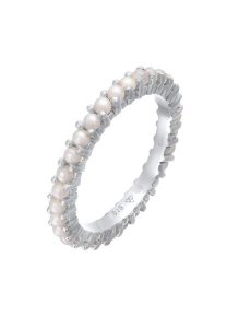 Elli Damska obrączka Memoire szklane koraliki w srebrze próby 925 Sterling Silver Pierścionki 1 ct Damski. Szare pierścionki Elli, z perłą, srebrne. Za 249,89 zł.