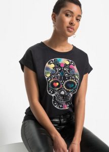 T-shirt z miękkiego materiału z domieszką wiskozy. Czarne t-shirty bonprix, bez wzorów, z wiskozy, bez kołnierzyka, bez ramiączek. Za 57,99 zł.