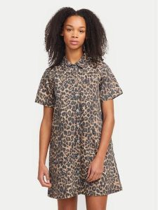 JJXX Sukienka koszulowa Sarah 12280375 Brązowy Standard Fit. Brązowe kombinezony JJXX, s, bez wzorów, z bawełny, bez kołnierzyka, bez ramiączek. Za 159,99 zł.
