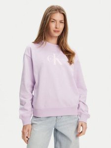 Calvin Klein Jeans Bluza Monologo LV047B234G Fioletowy Relaxed Fit. Fioletowe bluzy Calvin Klein Jeans, xl, bez wzorów, z bawełny, bez kaptura. Za 279,99 zł.