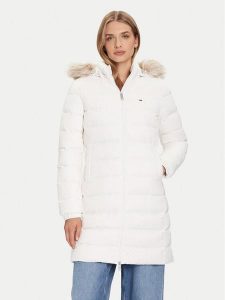 Tommy Jeans Płaszcz zimowy Essential DW0DW18864 Écru Slim Fit. Płaszcze Tommy Jeans, na zimę, s, bez wzorów, z jeansu, bez kaptura. Za 929,99 zł.