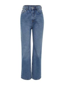 Trendyol Dżinsy - Comfort fit - w kolorze niebieskim rozmiar: 40. Niebieskie jeansy Trendyol, bez wzorów, z bawełny, z podwyższonym stanem. Za 79,03 zł.