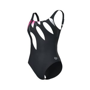 Strój kąpielowy damski jednoczęściowy modelujący na basen Arena Giuliana. Czarne stroje jednoczęściowe Arena, bez wzorów. Za 299,99 zł.