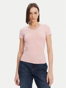 Guess T-Shirt O5RI02 KBBU1 Różowy Regular Fit. Czerwone t-shirty Guess, xs, z aplikacjami, z bawełny, bez kołnierzyka, bez ramiączek. Za 79,99 zł.