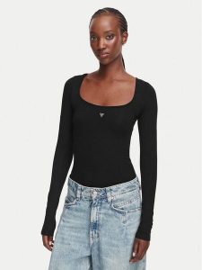 Guess Body W6YP21 K4356 Czarny Slim Fit. Czarne body i gorsety Guess, z aplikacjami, z wiskozy. Za 214,99 zł.
