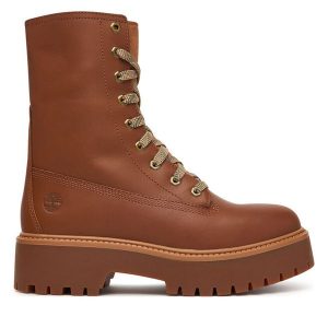 Trapery Timberland. Brązowe buty zimowe Timberland, bez obcasa, bez zapięcia. Za 779,99 zł.