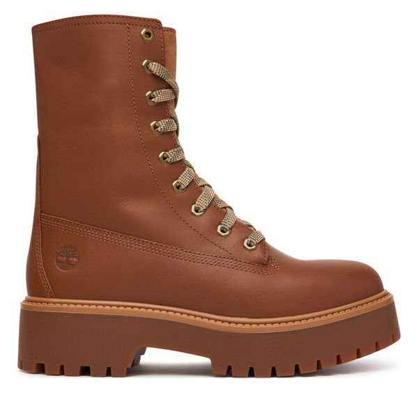 Trapery Timberland. Brązowe buty zimowe Timberland, bez obcasa, bez zapięcia. Za 779,99 zł.
