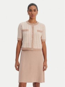 Morgan Sukienka dzianinowa 261-RMORESA Beżowy Slim Fit. Brązowe kombinezony Morgan, m, bez wzorów, z dzianiny, bez kołnierzyka, bez ramiączek. Za 429,99 zł.