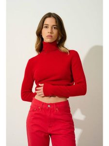 AUTHENTIC CASHMERE Kaszmirowy golf "Bise" w kolorze czerwonym rozmiar: M. Czerwone golfy AUTHENTIC CASHMERE, bez wzorów, z kaszmiru. Za 415,31 zł.