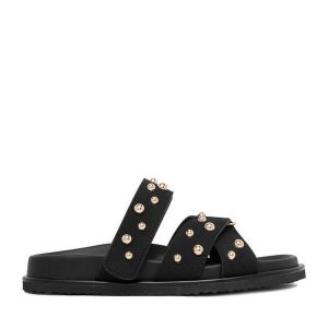 Klapki DeeZee. Czarne klapki DeeZee, bez wzorów, bez obcasa. Za 129,99 zł.