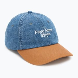 Czapka z daszkiem Pepe Jeans Denim Cap. Niebieskie czapki Pepe Jeans, bez wzorów, z denimu. Za 119,99 zł.
