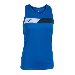 Tank top tenisowy damski Joma Court Sleeveless. Niebieskie topy JOMA, m, bez wzorów, eleganckie, bez kołnierzyka, bez ramiączek. Za 56,99 zł.