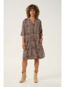 Cream Sukienka w kolorze jasnobrązowo-czarnym rozmiar: 34. Brązowe sukienki Cream, na imprezę, s, bez wzorów, z wiskozy, klasyczne, bez kołnierzyka, bez ramiączek, midi. Za 130,99 zł.