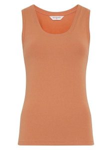 MOSS COPENHAGEN Top w kolorze karmelowym rozmiar: XS/S. Brązowe topy Moss Copenhagen, s, bez wzorów, bez kołnierzyka, bez ramiączek. Za 98,95 zł.