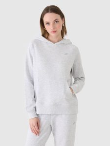 4F Bluza dresowa nierozpinana z kapturem damska - szara L. Szare bluzy 4f, l, bez wzorów, z bawełny, z kapturem. W wyprzedaży za 99,99 zł.