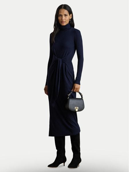 LAUREN RALPH LAUREN Sukienka dzianinowa 200980028001 Granatowy Slim Fit. Niebieskie sukienki Lauren Ralph Lauren, xl, bez wzorów, z bawełny, bez kołnierzyka, bez ramiączek. Za 549,99 zł.