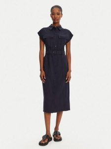 Patrizia Pepe Sukienka koszulowa 2A2870/A573-C789 Granatowy Regular Fit. Niebieskie sukienki Patrizia Pepe, bez wzorów, z wiskozy, bez kołnierzyka, bez ramiączek, koszulowe. Za 679,99 zł.