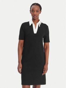 KARL LAGERFELD Sukienka codzienna B1W13029 Czarny Regular Fit. Czarne sukienki KARL LAGERFELD, na co dzień, xs, bez wzorów, z wiskozy, bez kołnierzyka, bez ramiączek, proste. Za 693,99 zł.