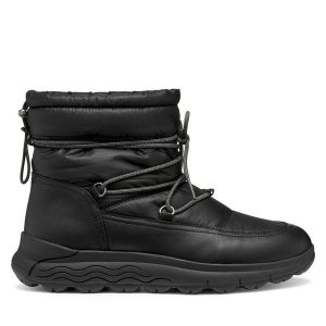 Śniegowce Geox. Czarne buty zimowe Geox, bez obcasa, bez zapięcia. Za 619,99 zł.