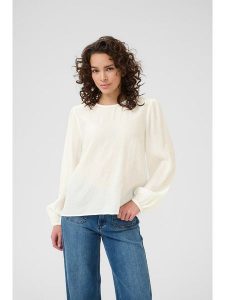 Kaffe Bluzka w kolorze kremowym rozmiar: 44. Brązowe bluzki Kaffe, bez wzorów, bez kołnierzyka, bez ramiączek. Za 126,99 zł.