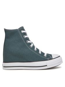 Converse Trampki Chuck Taylor All Star Wedge A13841C Zielony. Zielone trampki Converse, bez wzorów, z materiału, bez zapięcia. Za 269,99 zł.