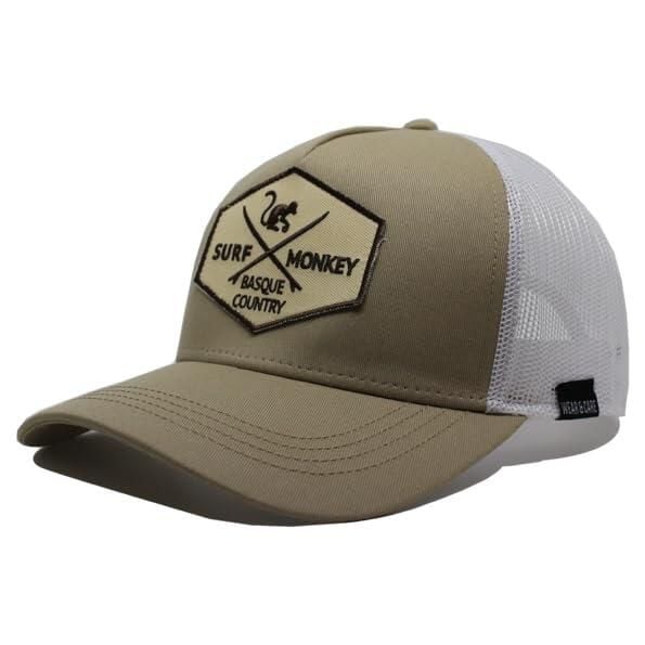Czapka Trucker - 5 Paneli / Z recyklingu / Jeden rozmiar (Beżowy/Biały). Białe czapki SURF MONKEY, z aplikacjami, z bawełny. Za 135,96 zł.