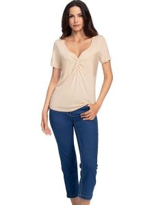 Heine Koszulka w kolorze beżowym rozmiar: 44. Brązowe bluzki Heine, bez wzorów, bez kołnierzyka, bez ramiączek. Za 56,79 zł.