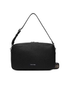 Calvin Klein Torebka Webbing 2X Strap Lg Camera Bag LV04F3642G Czarny. Czarne listonoszki Calvin Klein, bez wzorów, ze skóry, bez dodatków. Za 489,99 zł.