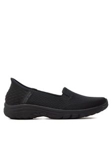 Skechers Półbuty 158698/BBK Czarny. Czarne półbuty Skechers, bez wzorów, z materiału, bez obcasa, na płaskiej podeszwie, bez zapięcia. Za 299,99 zł.