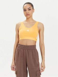Adidas Top Essentials 3-Stripes IR6110 Żółty Slim Fit. Żółte topy ADIDAS, l, bez wzorów, z bawełny, bez kołnierzyka, bez ramiączek. Za 89,99 zł.