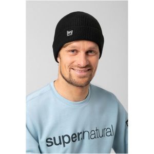 Czapka SUPER.NATURAL Merino Basic Beanie. Czarne czapki super.natural, bez wzorów, sportowe. Za 148,26 zł.