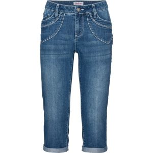 Dżinsy Straight Mid Waist, cropped. Niebieskie jeansy bonprix, bez wzorów, z jeansu. Za 97,99 zł.