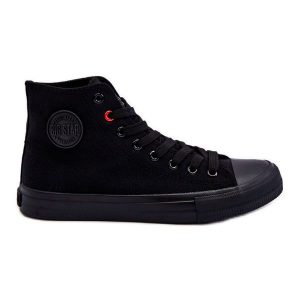 Damskie Klasyczne Wysokie Trampki Big Star T274033 Czarne. Czarne trampki bez wzorów, z gumy, bez zapięcia. Za 180,71 zł.