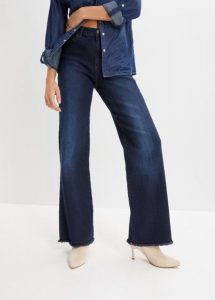 Dżinsy Marlena. Niebieskie jeansy bonprix, bez wzorów, z jeansu. Za 127,99 zł.