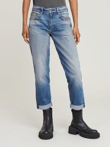 G-Star Dżinsy - Boyfriend fit - w kolorze niebieskim rozmiar: W26/L32. Niebieskie jeansy G-Star, z aplikacjami. Za 218,75 zł.