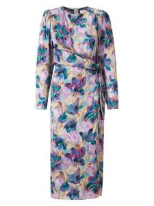 Rich&Royal Sukienka w kolorze beżowo-fioletowym rozmiar: 34. Brązowe sukienki Rich&Royal, bez wzorów, z wiskozy, bez kołnierzyka, bez ramiączek, midi. Za 291,51 zł.