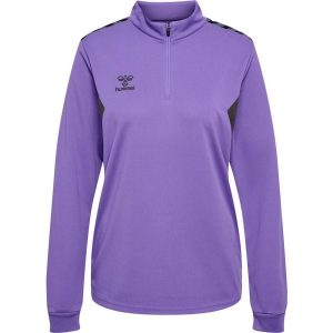 Damska bluza dresowa half zip Hummel Authentic. Fioletowe bluzy Hummel, bez wzorów, z dresówki, bez kaptura. Za 234,00 zł.