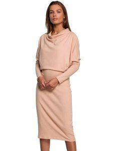 Stylove Sukienka w kolorze beżowym rozmiar: XXL/3XL. Brązowe sukienki Stylove, xl, bez wzorów, bez kołnierzyka, bez ramiączek, midi. Za 69,99 zł.