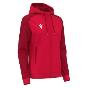 Damska bluza z kapturem full zip Macron Atlas. Czerwone bluzy MACRON, bez wzorów, z kapturem. Za 266,50 zł.