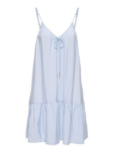 ONLY Sukienka letnia Misara 15373962 Niebieski jasny Regular Fit. Niebieskie sukienki ONLY, na lato, xs, bez wzorów, z wiskozy, bez kołnierzyka, bez ramiączek. Za 149,99 zł.