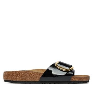Klapki Birkenstock. Czarne klapki Birkenstock, bez wzorów, bez obcasa. Za 499,99 zł.