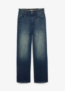 Dżinsy z prostymi nogawkami, high waist. Niebieskie jeansy bonprix, bez wzorów, z jeansu, z podwyższonym stanem. Za 149,99 zł.