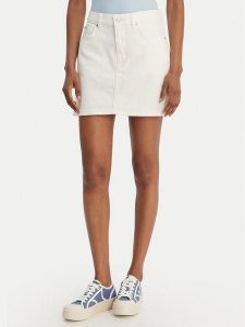 Guess Jeans Spódnica jeansowa W6RD0Q D6521 Biały Regular Fit. Białe spódnice Guess Jeans, z aplikacjami, z bawełny. Za 329,99 zł.